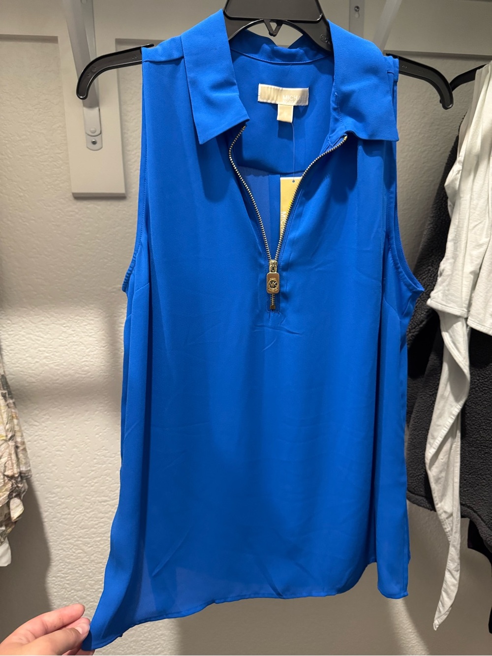 Michael Kors Cobalt Sleeveless Zip-Front Camisole